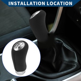 Hihaha 5 Speed Manual Gear Shift Knob for Renault Clio III 2005-2009 / Front Automotive Gearbox Stick Shifter Lever Knob Durable Faux Leather / 1 Pcs Black