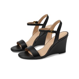 Cole Haan Women's Josie Wedge Sandal Pump, Black Leather, 8