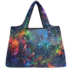 allydrew Large Foldable Tote Nylon Reusable Grocery Bags, Galaxy