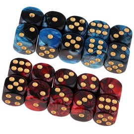 Yourandoll 20pcs Polyhedral Dice D6 Dice 6 Sided Dice 16mm Dungeons and Dragons DND TRPG MTG Dice for Table Games (Blue Black + Red Black)