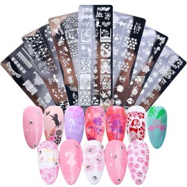 12 Pcs Nail Stamping Plate for Holidays - Nail Stamper Kit With 12 Different Themes, Animal Plates & Flower Stamp for Nails Art Design - Stylish Stamping Plates Gifts for Women