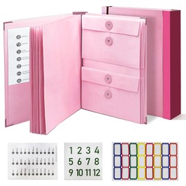Expanding File Folder Organizer–Document Organizer with Pockets & Label for Office, School, or Home, Important Papers & Essentials Storage, in Case I Go Missing Binder（2" Thick,Pink）