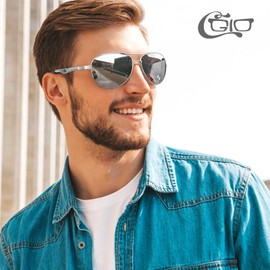 CGID Mens Polarised Sunglasses Premium Al-Mg Alloy Pilot Unisex Sun Glasses UV Protection Male Shades Spring Hinges