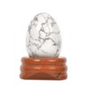Justinstones Justinstones White Howlite Natural Gemstone Quartz 30mm Egg Shaped Crystal Healing Chakra Energy Balancing Meditation Home Office Decor Stone with Stone Stand