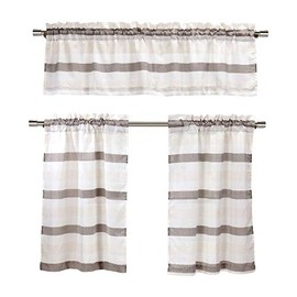 Duck River Textiles Akua 12729d = 12 3 Piezas Cortina Niveles, 147.3 x 38.1 cm/73.7 x 91.4 cm, café/Lino, 3