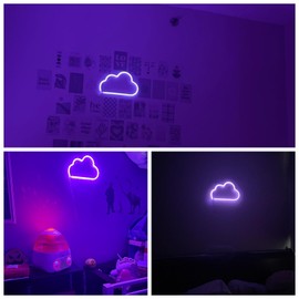 LED Neon Light for Room, Battery or USB Powered Decoration Wall Light（Not included 3 AA Batteries) (Cloud-Purple)