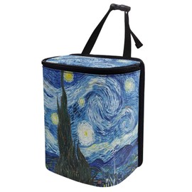 Yewattles Car Garbage Can Hanging Front Seat with Lid Dustbin Car Dustbin Organizer Container Collapsible Multipurpose Car Trash Bag Starry Night