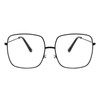 QxAiVMin Oversized Black Square Metal Reading Glasses +3.0 Women Men,