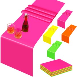 Tingjoo 16 Pack Neon Table Runner Disposable Disco Colorful Glow Supplies for Neon Party Birthday Table Decorations (47 Inch)