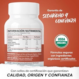 VINAGRE DE MANZANA 60 CÁPSULAS ORGÁNICO - USDA                                                                                                        