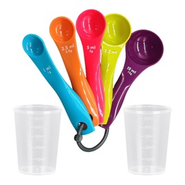 5-Piece Measuring Spoons and 2-Piece Measuring Cups, Plastic Measuring Spoons, Graduated Measuring Spoons, Kitchen Baking Accessories, Measuring Tools