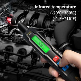 MAXRIENY Voltage Tester 3-Results Display Infrared Thermometer with VFC Multimeter for Car HVAC Automotive Industry Cook