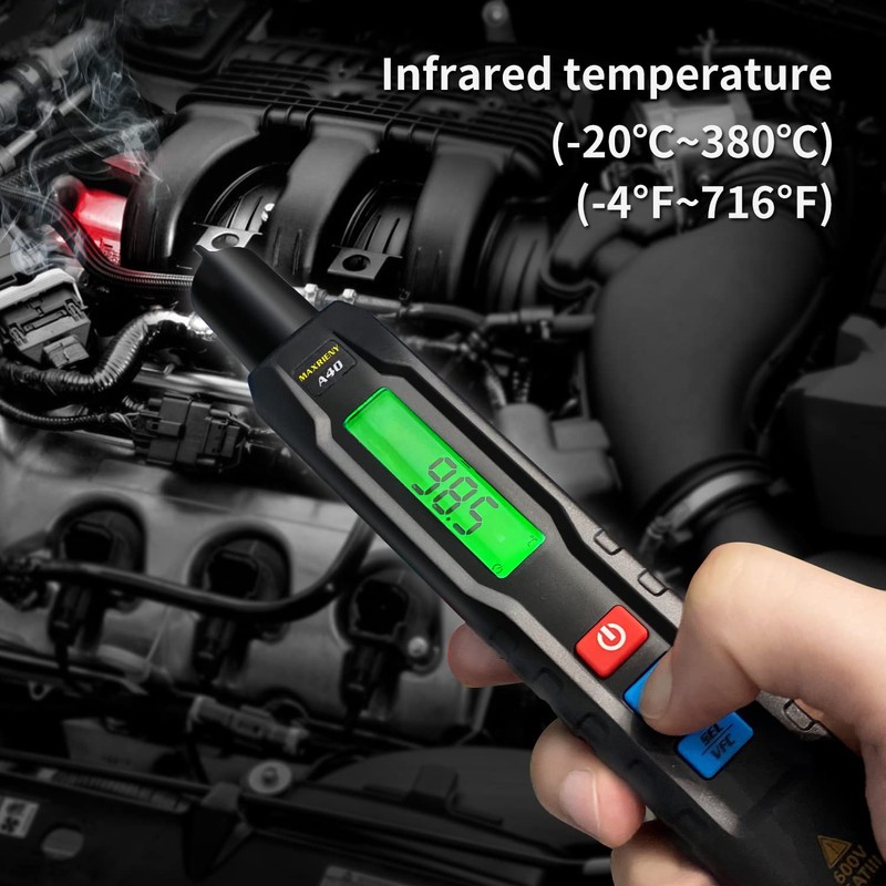 MAXRIENY Voltage Tester 3-Results Display Infrared Thermometer with VFC Multimeter