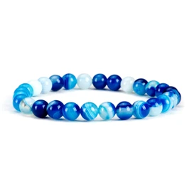 Colección Cherry Tree – S, M, tallas grandes, pulseras de abalorio de piedras preciosas para mujeres, hombres y adolescentes, abalorio redondas de 6 mm, Large, Gema, Ágata