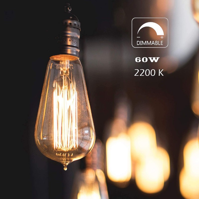 Jslinter 6-Pack Edison Light Bulb, Warm White 2200K Old Fashioned