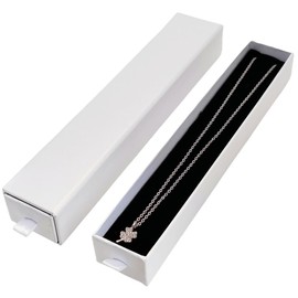 GymRichy 2 Pieces Long Chain Necklace Jewelry Gift Box, 8.3 x 1.6 x 1.2 Inch Small Long Necklaces Pendants Bracelets Jewelry Display Box for Wedding, Engagement, Valentine's Day (White)