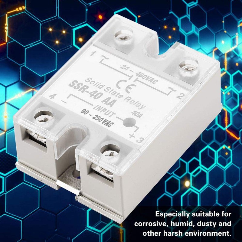 Solid State Relay, SSR-40AA 40A AC-AC Input 90-250V AC Output