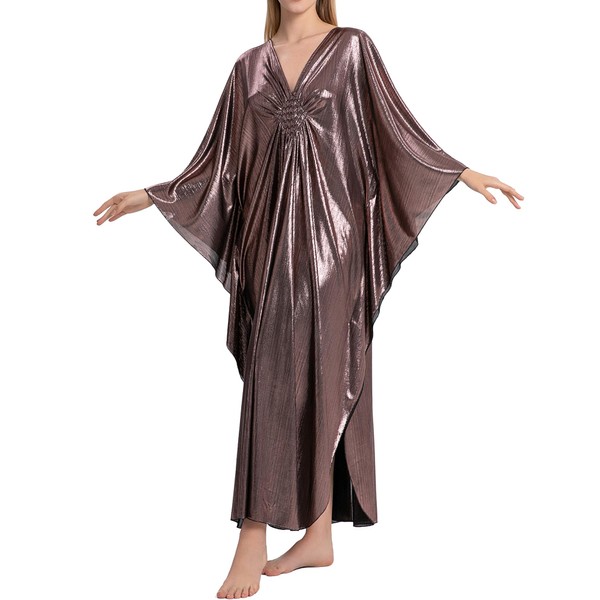 Bsubseach Kaftan Dresses for Women Sparkly Glitter Batwing Sleeve Kaftan
