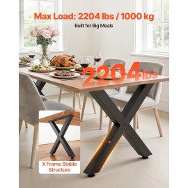 Heavy-Duty 29.5\" H X 29.9\" W Steel Furniture Legs 2204 Lbs Max Load Modular Design Easy Assembly for Home OfficeTable Leg Type: X Shape, size: Size 28x30 inch