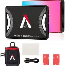 Aputure Amaran MC RGBWW Mini Led On Camera Video Light,3200K-6500K,CRI/TLCI 96+,HSI Mode,Support Magnetic Attraction,App with USB-C PD and Wireless Charging Portable Photography Light