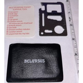 BELURSUS EDC 3" Multitool Wallet Pocket Card Survival Camping NEW with Sheath