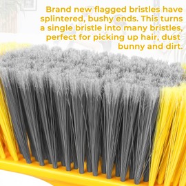 Angle Broom for Floors 55” Soft Bristle Brooms for Sweeping Indoor/Outdoor to Clean Kitchen, Lobby, Office, Hardwood, Tile, Concrete, Patio, Deck-Yellow