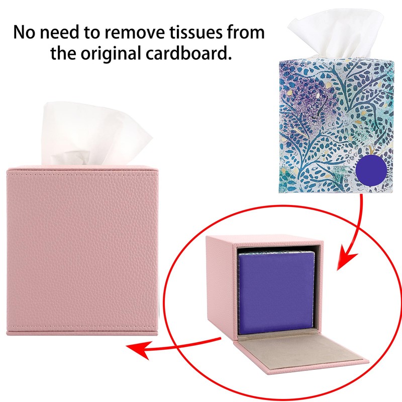BTSKY PU Leather Cube Tissue Holder Box - Household/Office Square