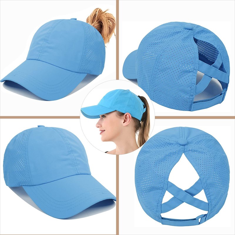 Enwokran Baseball Cap Women's Mesh Quick Drying Ponytail Baseball Cap,
