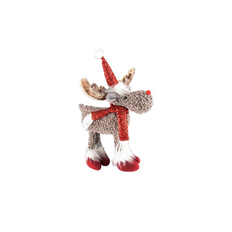 Plush Rudolf with Santa Hat Christmas Home Decoration - 36cm