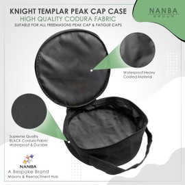 Nanba Group Masonic Fatigue Cap Case – Black Cordura Fabric | Waterproof Heavy-Coated Material with Front Pocket & Zip Opening | Durable Freemason Storage Bag