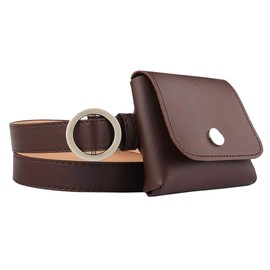 BUZZxSELECTION LBT076 Women's Leather Waist Pouch Bag Belt Buckle 2-Way Accessory Box (02 Coffee)