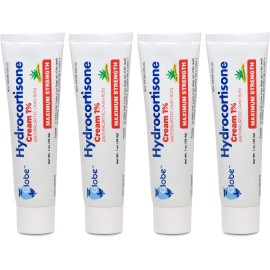 Globe (4 Pack) Hydrocortisone Maximum Strength Anti-Itch Cream 1% W/Aloe, Intens
