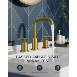 FORIOUS Brushed Gold Bathroom Faucets 3 Hole, 8 Inch Widespread Gold Bathroom Faucet, Bathroom Sink Faucet with Metal Pop-up Drain and cUPC Supply Lines, Faucet for Bathroom Sink with 360°Swivel Spout