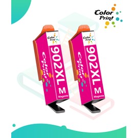 Color Print Compatible Ink Cartridge Replacement for HP 902XL 902 XL for Office-Jet Pro 6970 6978 6968 6974 6975 6960 Office-Jet 6951 6954 6956 6958 Inkjet Printers (2-Pack, 902XL Magenta)