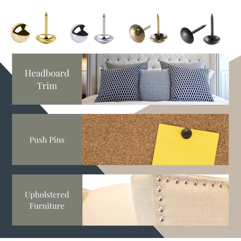 Premium Gold Thumb Tacks, Extra Long Push Pins for Heavy