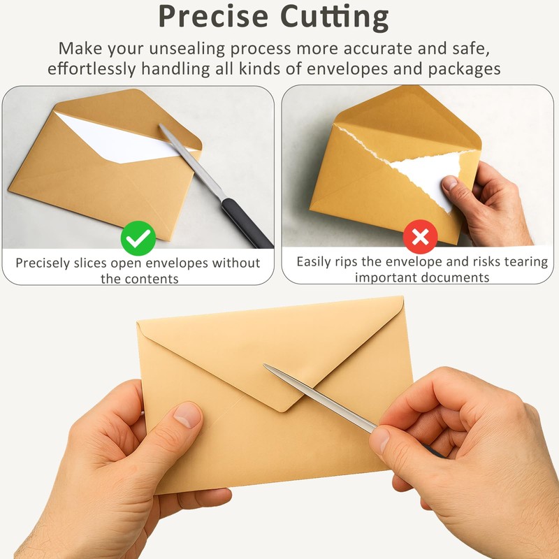 3 Lightweight Stainless Steel Envelope Openers – One-Piece Design Mail
