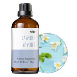 Jasmine & Mint Fragrance Oil, MitFlor 3.38 OZ/100ml Hotel Diffuser Oils,Premium Grade Fragrance Oil for Soap & Candle Making Scent, Aromatherapy Essential Oil, Fresh Scent for Home Fragrance
