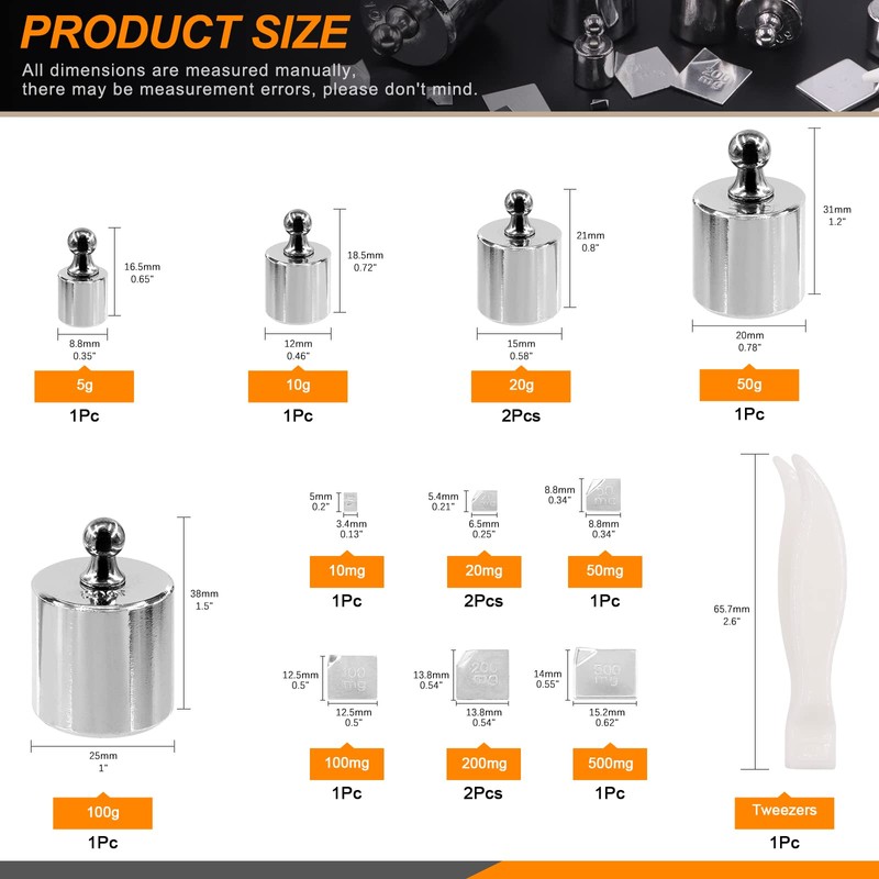 Rustark Precision Calibration Weight Set for Digital Balance Scale, Jewellery