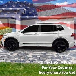 BOGAR TECH DESIGNS Precut Quarter Window American Flag Vinyl Decal Sticker Compatible with Volkswagen Tiguan 2018-2024, Distressed Matte Black