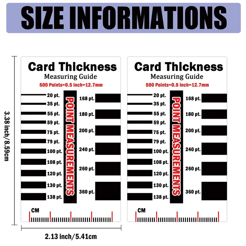 2 Pack Sports Card Thickness Measuring Card 2.13 x 3.38