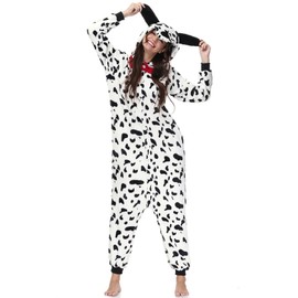 For G and PL Adult Animal Costume Jumpsuit Onesie Pyjamas Animal Jumpsuit S-XXL, dark spots dalmatians
