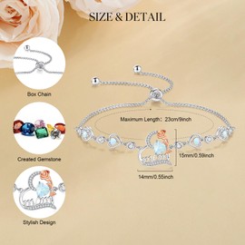 FANCIME Mom Birthstone Bracelet for Women Opal Rose Heart Bracelet Mothers Day October Jewelry Gifts for Grandmother Wife, 9 Inches Adjustable