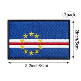 stidsds Paquete de 2 parches bordados de la bandera de Cabo Verde banderas de Capa Verde Parche táctico militar para ropa, sombrero, mochilas, decoraciones de orgullo