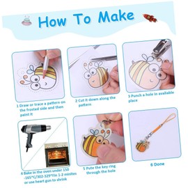 Tofficu 1 Set Heat Shrink DIY Shrink Craft Art Kit Shrinky Art Film Paper Heatshrink Kits Shrinky Art Paper Kit Heat Shrink Paper Key Clasps Hooks Keyring Connector Swivel Snap Hooks Alloy