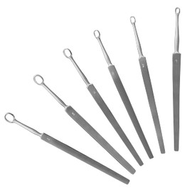 DEXSUR Fox Dermal Curette Dermatology Scrape Instruments Set, Stainless Steel 6 Pcs