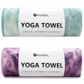 Eunzel 2 Pack Hot Yoga Towel Non-Slip Yoga Mat Towel Ultra-Absorbent Microfiber Towel for Hot Yoga, Pilates，Bikram and Workout 26.5"x 72", Lavender& Mint Green
