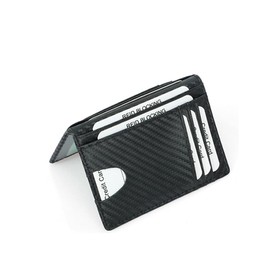 Lumbor37 Tarjetero para Hombre con Bloqueo RFID, Delgado Genuino Billetera de Cuero para Hombres, Tarjetero Minimalista con Ventana de Identificación, Mini Monedero Bifold para Tarjetas