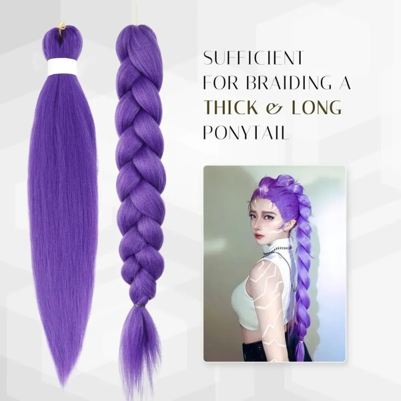 Set De 2 Extensiones De Cabello Trenzado Morado Estilo Rumi