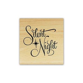 Silent Night Mounted Rubber Stamp - Religious Christmas Carol #26