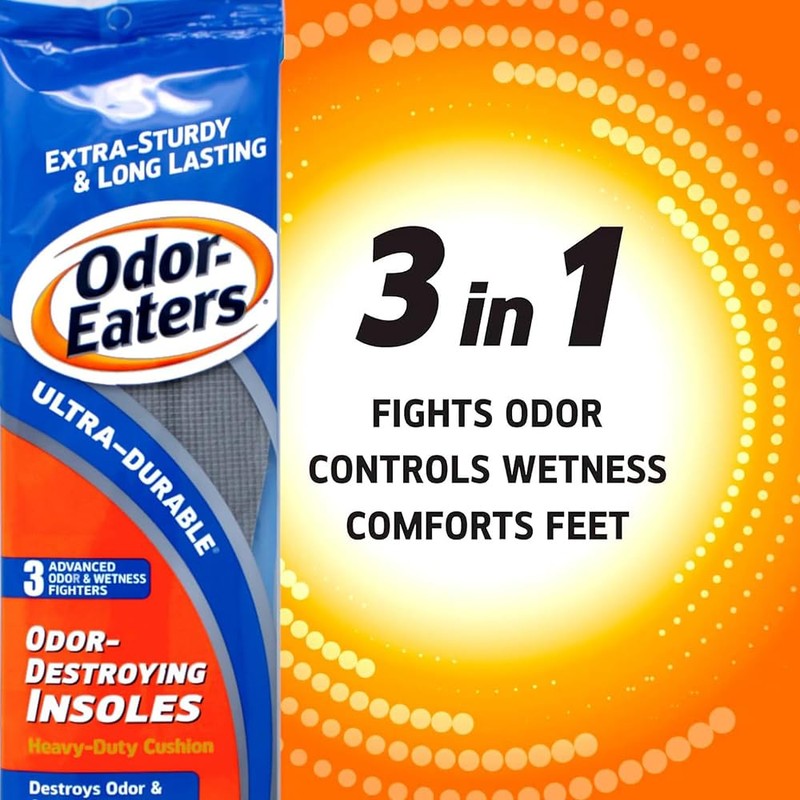 Odor-Eaters Ultra-Durable Insoles, Heavy-Duty Cushion, Destroys Odor & Controls Wetness,